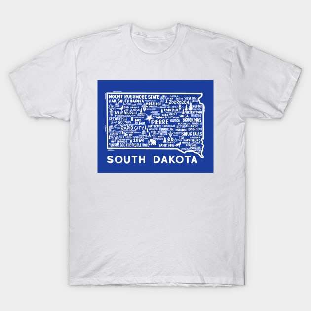 South Dakota Map T-Shirt by fiberandgloss